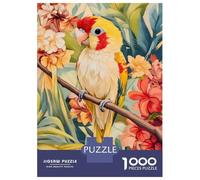 Puzzle Da 1000 Pezzi Per Adolescenti Parrot in Tropical Flowers Puzzle Per Adolescenti Gioco Per Famiglie Migliora La Memoria Regali Unici Per Compleanno E Natale 52x38cm/1000pcs