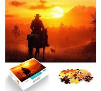 Puzzle da 1000 pezzi per adolescenti Passeggiata al tramonto in stile cowboy Difficile e sfidante Giocattoli per la decorazione della casa 52x38cm