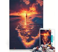 Puzzle da 1000 pezzi per adolescenti Passeggiata al tramonto sulla spiaggia Gioco divertente Allena la mente e la mano Migliora l'amore tra le coppie 38x52cm
