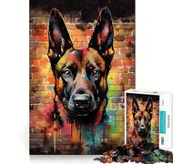 Puzzle da 1000 pezzi per adolescenti,Pastore Belga Malinois,Graffiti,Taglio Preciso,Decorazione,Gioco di Esercizi per la Mente,Gioco di Pace,Divertimento,Regalo di Natale (38x26cm)