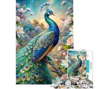 Puzzle da 1000 pezzi per adolescenti pavone in un paradiso floreale puzzle per adulti rompicapo divertente e stimolante (dimensioni 38x52cm)