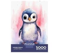 Puzzle Da 1000 Pezzi Per Adolescenti Penguin Watercolor Puzzle Gioco Pratico Difficile Regali Per Amici E Familiari 38x26cm/1000pcs