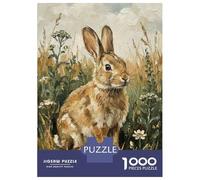 Puzzle da 1000 pezzi per adolescenti per pittura di un coniglio in alto erba puzzle per adulti, giocattoli anti-stress, analisi e logica, regalo di compleanno, regali, 70 x 50 cm, 1000 pezzi