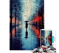 Puzzle da 1000 pezzi per adolescenti "Persona sola sotto la pioggia" gioco rompicapo taglio di precisione ideale per compleanno e Natale (dimensioni 38x52cm)
