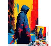 Puzzle da 1000 pezzi per adolescenti personaggio incappucciato in città giocattolo decorazione da parete regalo per compleanni gioco per famiglie allena il cervello e le mani dimensioni 50x75cm