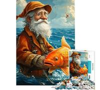 Puzzle da 1000 pezzi per adolescenti pescatore pesce rosso oceano Puzzle per adulti gioco divertente migliora la memoria e aiuta ad allenare il cervello (dimensioni 38x26cm)