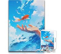 Puzzle da 1000 pezzi per adolescenti Pesci rossi nel cielo blu Giocattoli Giochi educativi Ma divertenti e umoristici Opera d'arte Regalo Dimensioni 38x52cm