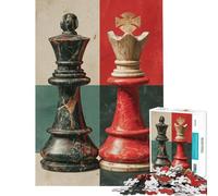 Puzzle da 1000 pezzi per adolescenti pezzi degli scacchi︰ Re e Regina puzzle per adulti giochi divertenti decorazione per la casa compleanni e occasioni speciali (dimensioni 38x52cm)