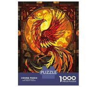 Puzzle Da 1000 Pezzi Per Adolescenti Phoenix Stained Glass Puzzle Per Adolescenti Gioco Pratico Decorazione Perfetta Per È Ideale Come Regalo 38x26cm/1000pcs