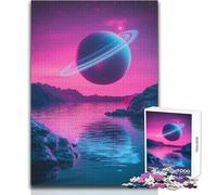 Puzzle da 1000 pezzi per adolescenti Pianeta simile a Saturno nel cielo rosa Giochi educativi ma regalo divertente e umoristico per compleanni Dimensioni 38x26cm