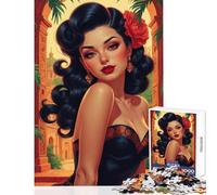 Puzzle da 1000 pezzi per adolescenti pin-up messicana in un giardino giocattolo educativo regali di Babbo Natale segreto gioco rompicapo aiuta a esercitare il cervello dimensioni 50x75cm