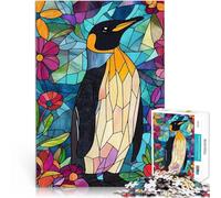 Puzzle da 1000 pezzi per adolescenti Pinguino in vetro colorato Vacanza a casa: uccidere il tempo Migliorare l'amore tra le coppie 38x26cm