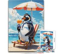 Puzzle da 1000 pezzi per adolescenti, pinguino seduto sulla spiaggia, bellissimo gioco di design, difficile, duro, opera d'arte, regalo, dimensioni 38x52cm