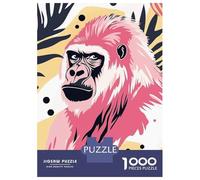 Puzzle Da 1000 Pezzi Per Adolescenti Pink Gorilla Portrait with Abstract Background Puzzle Per Adolescenti Gioco Rompicapo Regali Per Donne Attività Divertenti A Casa 38x26cm/1000pcs