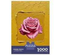Puzzle Da 1000 Pezzi Per Adolescenti Pink Rose on Textured Yellow Background Puzzle Per Adulti Giochi Per Famiglie Regalo Di Compleanno Sfida Educativa 70x50cm/1000pcs