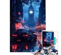 Puzzle da 1000 pezzi per adolescenti: Pioggia BMW ME Notte a Londra con Bigben Aiuta ad allenare il cervello Gioco difficile e rilassante adatto a partire dai 14 anni (38x52cm)