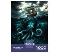 Puzzle Da 1000 Pezzi Per Adolescenti Pirate Ship Vs. Giant Squid Puzzle Per Adulti Gioco Pratico Decorazione Da Parete Offerta Come Regalo Per Tutta La Famiglia 70x50cm/1000pcs