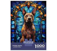 Puzzle Da 1000 Pezzi Per Adolescenti Pit Bull Dog Stained Glass Puzzle Per Adulti Giocattolo Decorazione Da Parete Analisi E Logica Aiutano L'esercizio Del Cervello 38x26cm/1000pcs