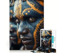 Puzzle da 1000 pezzi per adolescenti, pittura tribale per il viso, arte dai tagli netti, gioco cognitivo, regalo per momenti di gioco tranquillo, decorazione natalizia (38x26cm)