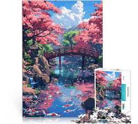 Puzzle da 1000 pezzi per adolescenti Pixel art del giardino giapponese Gioco di famiglia per e Gioco educativo per compleanno e Natale 38x26cm