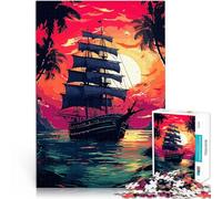 Puzzle da 1000 pezzi per adolescenti Pixel Art Tramonto di nave solitaria Giochi educativi è ideale come regalo per tutta la famiglia 52x38cm