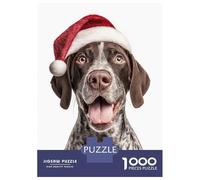 Puzzle Da 1000 Pezzi Per Adolescenti Pointer Dog with Santa Hat Portrait Puzzle Per Adulti Gioco Pratico Regali Per Donne Per Compleanno, Natale 38x26cm/1000pcs