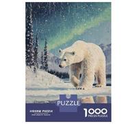 Puzzle Da 1000 Pezzi Per Adolescenti Polar Bear Under Aurora Borealis Puzzle Per Adulti Gioco Rompicapo Analisi E Logica Aiuta Ad Allenare Il Cervello 52x38cm/1000pcs