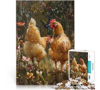 Puzzle da 1000 pezzi per adolescenti Polli rustici di campagna Giochi educativi Decorazione della casa con poster abbinato e foglio di quiz 70x100cm
