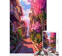 Puzzle da 1000 pezzi per adolescenti pomeriggio in strada rosa giochi per famiglie corsa di velocità manuale giocattolo antistress Ogni pezzo è unico - (50x75cm)