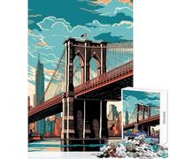 Puzzle da 1000 pezzi per adolescenti Ponte di Brooklyn Vintage Giocattolo educativo Ottimi regali e giocattoli Gioco rompicapo Allena il tuo cervello e le tue mani Dimensioni 38x26cm
