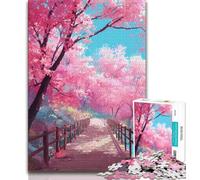 Puzzle da 1000 pezzi per adolescenti Ponte sotto i fiori di ciliegio, allena il cervello e le mani, regali per amici e familiari per età 14 38x26cm