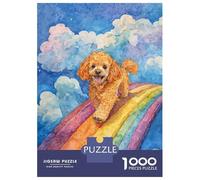 Puzzle Da 1000 Pezzi Per Adolescenti Poodle on Rainbow Bridge Puzzle Per Adulti Giocattoli Fai Da Te Decorazione Per La Casa Offerta Come Regalo Per Tutta La Famiglia 52x38cm/1000pcs