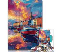 Puzzle da 1000 pezzi per adolescenti, Porto al tramonto, Puzzle per adolescenti, Giochi educativi, Decorazione per la casa, Adatto per la decorazione della scrivania (dimensioni 38x26cm)