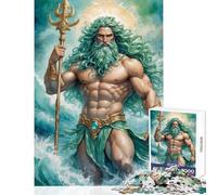 Puzzle da 1000 pezzi per adolescenti Poseidone,dio del mare,giocattolo da parete,fantastici regali e giocattoli,gioco pratico con poster abbinato e quiz,dimensioni del foglio 38x26cm