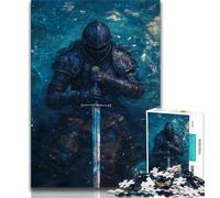 Puzzle da 1000 pezzi per adolescenti, Possente cavaliere medievale, difficile da completare ma divertente e umoristico, compleanni e feste (75x50cm)
