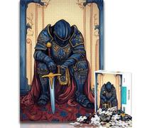 Puzzle da 1000 pezzi per adolescenti, possente cavaliere medievale, difficile da completare ma divertente e umoristico, regalo di compleanno, regali, arte murale 75x50cm