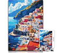 Puzzle da 1000 pezzi per adolescenti, poster artistico della Costiera Amalfitana, bellissimo gioco di design, migliora la memoria, regalo per compleanni, dimensioni 38x26cm