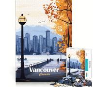 Puzzle da 1000 pezzi per adolescenti, poster del paesaggio urbano di Vancouver, gioco a incastro, stimolazione mentale, divertimento, svago, Natale, decorazione per la casa (38x26cm)