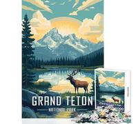 Puzzle da 1000 pezzi per adolescenti poster del Parco nazionale del Grand Teton giocattolo educativo regali di Babbo Natale segreto gioco rompicapo aiuta il cervello ad allenarsi dimensioni 38x26cm