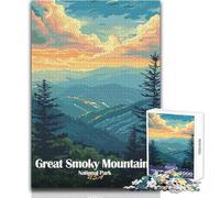 Puzzle da 1000 pezzi per adolescenti, poster del Parco nazionale delle Great Smoky Mountains, gioco educativo, analisi e logica, giocattoli antistress, dimensioni 38x26cm