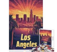 Puzzle da 1000 pezzi per adolescenti Poster del tramonto sullo skyline di Los Angeles Giocattolo educativo Regalo di compleanno per gioco educativo Sfida educativa Dimensioni 38x26cm