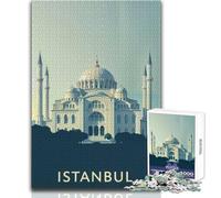 Puzzle da 1000 pezzi per adolescenti, poster della moschea di Istanbul, bellissimo design, gioco per migliorare la memoria, regalo di compleanno, dimensioni 38x26cm
