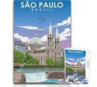 Puzzle da 1000 pezzi per adolescenti, poster di San Paolo, Brasile, gioco educativo per famiglie, migliora la memoria, regali di compleanno, dimensioni 38x26cm