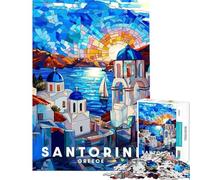 Puzzle da 1000 pezzi per adolescenti poster di Santorini puzzle per adulti antistress divertimento in famiglia aiuta ad allenare il cervello (dimensioni 38x26cm)