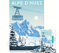 Puzzle da 1000 pezzi per adolescenti,poster di viaggio Alpe Huez,forma senza cuciture,arte,gioco per la mente,regalo,tempo libero,Natale,arte (38x52cm)