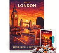Puzzle da 1000 pezzi per adolescenti, poster di viaggio con Londra, gioco per famiglie, decorazione da parete, per rafforzare l'amore tra le coppie 38x26cm