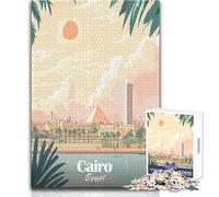 Puzzle da 1000 pezzi per adolescenti, poster di viaggio del Cairo, Egitto, bellissimo design, gioco, sfida difficile, regalo per compleanni, dimensioni 38x52cm
