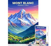 Puzzle da 1000 pezzi per adolescenti poster di viaggio del Monte Bianco decorazioni per la casa giocattoli opere d'arte regali giochi divertenti allena il cervello e le mani dimensioni 38x26cm