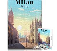 Puzzle da 1000 pezzi per adolescenti, poster di viaggio di Milano, Italia, gioco educativo per famiglie, migliora la memoria, regalo di compleanno, dimensioni 38x52cm