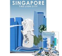 Puzzle da 1000 pezzi per adolescenti poster di viaggio di Singapore giochi rilassanti giocattoli che creano dipendenza per coltivare la pazienza sfida impegnativa (50x75cm)